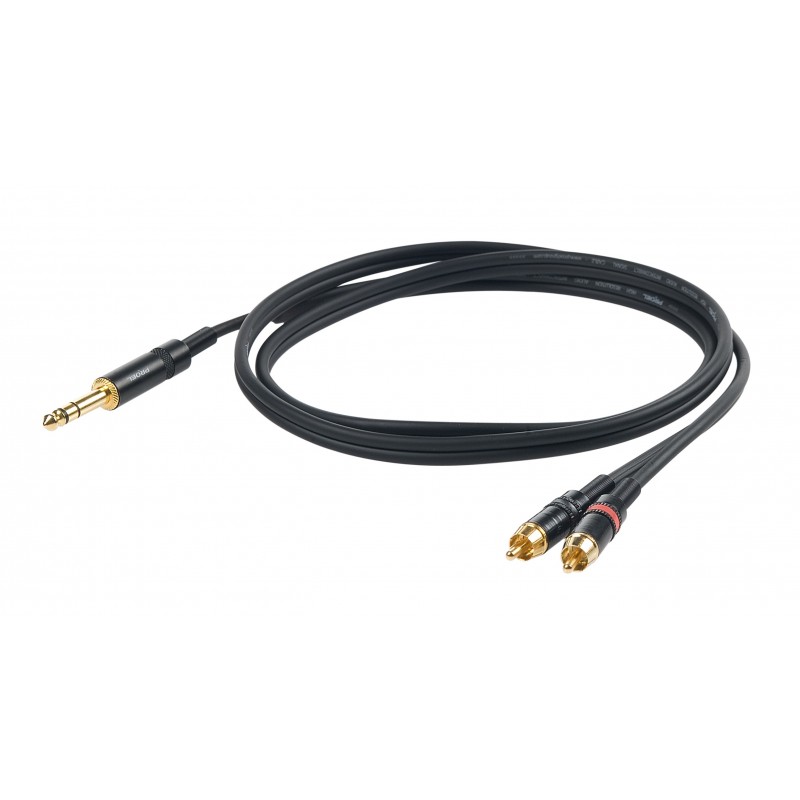 PROEL STAGE CHLP300LU3 CHALLENGE Series kabel wtyk Jack 6.3 stereo - 2x wtyk RCA, dł. 3m